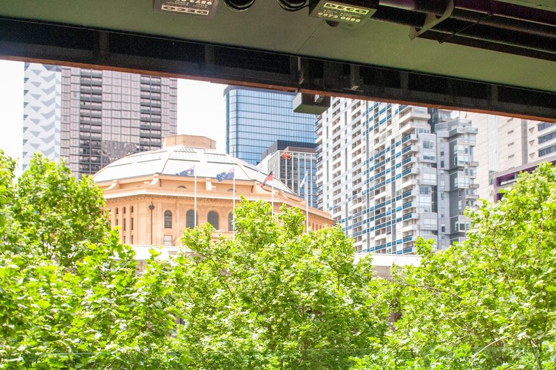 The State Library dome through the trees, seen from the Asian Beer Cafe balcony