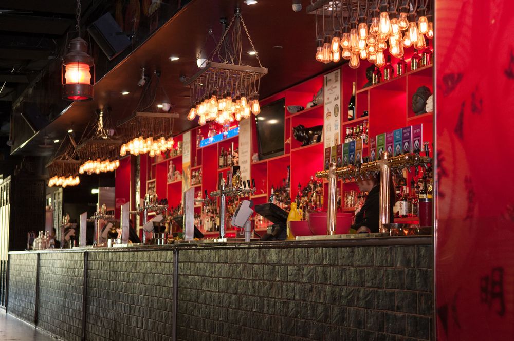The red-lit bar