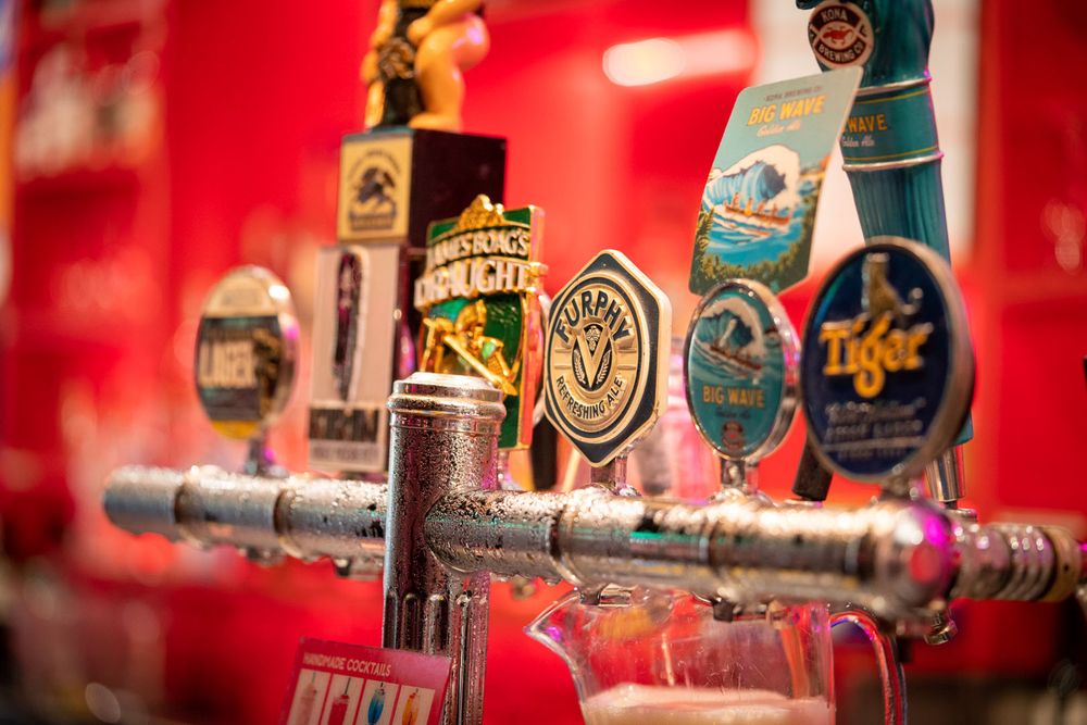 Beer taps at the bar
