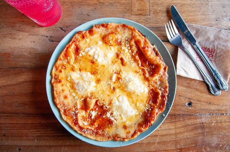 Three-cheese pizza at Asian Beer Cafe